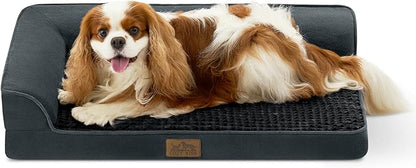 COZY KISS Orthopedic Dog Bed for Medium Small Size Dog, Dogs Crate Bed, L Shaped Foam Anti-Slip Bottom Pet Cat Sofa with Washable Removable Cover, Suitable for Pet Up to 40 lbs, 30x20x6.5 inch, Black