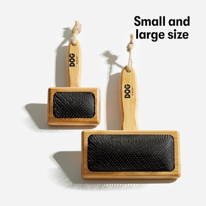DOG by Dr Lisa - Slicker Brush - Short Bristle Brush for Dogs - For Most Dog Coats - Made from Sustainable Bamboo - Vet-Created - Small