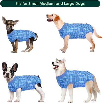 Kuoser Dog Recovery Suit for Female Male Dogs, Post-Surgery Bodysuit for Spay Neuter, Dog Onesie After Surgery, Anti-Licking Pet Surgical Recovery Suit, Blue XL