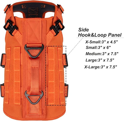 ICEFANG GN3 Tactical Dog Harness with 6X Buckle,Dog Molle Vest with Handle,3/4 Body, Hook and Loop Panel for ID Patch,No Pulling Front Clip (M (Neck 15"-22"; Chest 25"-31"), Safety Orange)