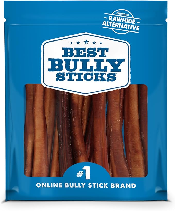 Best Bully Sticks Thick 12 Inch Bully Sticks for Dogs - 18 Count (Pack of 1) - Natural, Grass-Fed Beef, Single Ingredient, Grain and Rawhide Free - Large Breeds