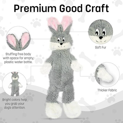 FGA MARKETPLACE Frog-Grey Rabbit-Duck Flat NO Stuffing NO Squeak Plush Dog Toy, Funny Style Will Entertain Your Pet for Hours, Recommended for Small and Medium Dog 21 INCH Long