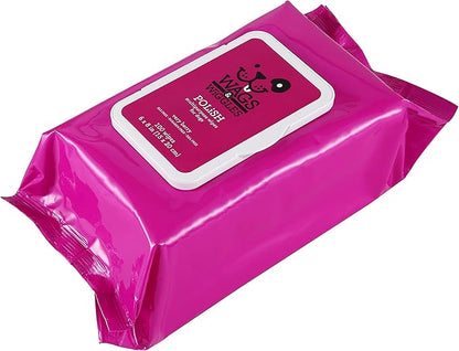 Wags & Wiggles Polish Multipurpose Wipes for Dogs, Very Berry Scent - Scented Dog Wipes Clean & Condition Your Dog's Coat Without A Bath, 100 Count - 12 Pack