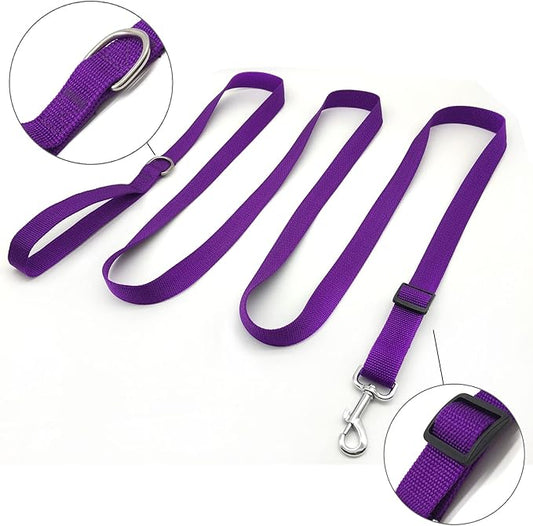 6FT/ 10FT Adjustable Dog Leash, Nylon Dog Leashes for Medium Large Dogs (10FT, Purple)