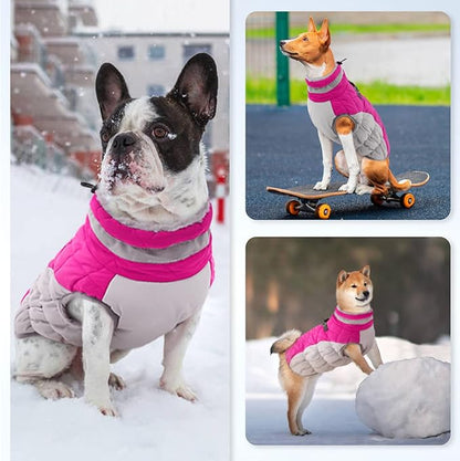 Small Dog Coat,Dog Jackets for Small Dogs,Warm Winter Jacket, Puppy Coat with Harness Built in,Waterproof Dogs Jacket,Puppy Cold Weather Coats,Winter Clothes Snowsuit Shih Tzu Bichon,Rose Red
