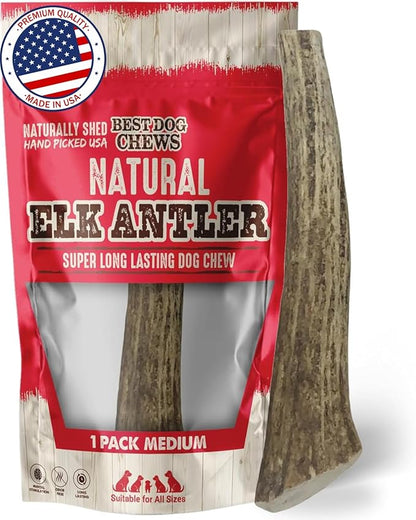 Best Dog Chews Elk Antlers for Dogs Large - Premium Natural Antler Dog Chew for Aggressive Chewers - Long-Lasting Deer Antler Chews - Ideal for Medium to Big Breed Dogs - Elk Bones and Antlers Durable