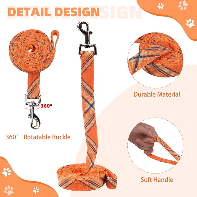 KOOLTAIL Thanksgiving Dog Harness for Small Medium Dogs,Dog Harness and Leash Set, Step in No Pull Soft Mesh Padded Adjustable and Reflective Pet Vest Puppy, Extra Harness for XS S Dogs Orange Plaid M