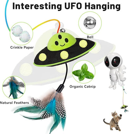 ORSDA Laser Cat Toys for Indoor Cats, 2 in 1 Interactive Automatic Dual Laser & Catnip UFO Dangler for Kitten Toys, Truly Random Trajectory Radar Motion-Activated, Rechargeable 4 Modes, Clamp Design