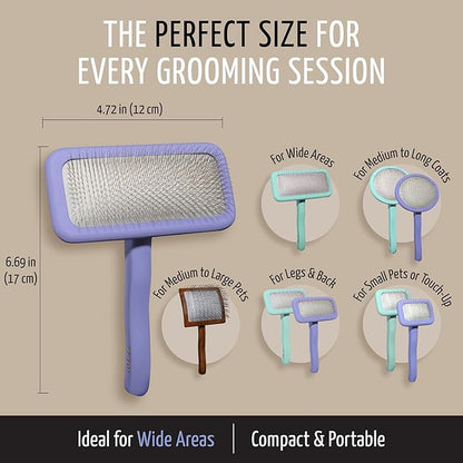 Tauro Pro Line Dog Brush for Shedding - Goldendoodle, Labradoodle & Poodle Hair & Wide Areas - Slicker Brush for Dogs & Cat Grooming, Flexible Cushion & Non-Slip Grip (Size L - Purple)
