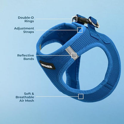 Best Pet Supplies Voyager Step-in Air Harness - All Weather Mesh, Reflective, No Pull Harness for Dogs, Cats - Secure with Hook & Loop Fastener, Buckle, Double D-Rings - Royal Blue, L