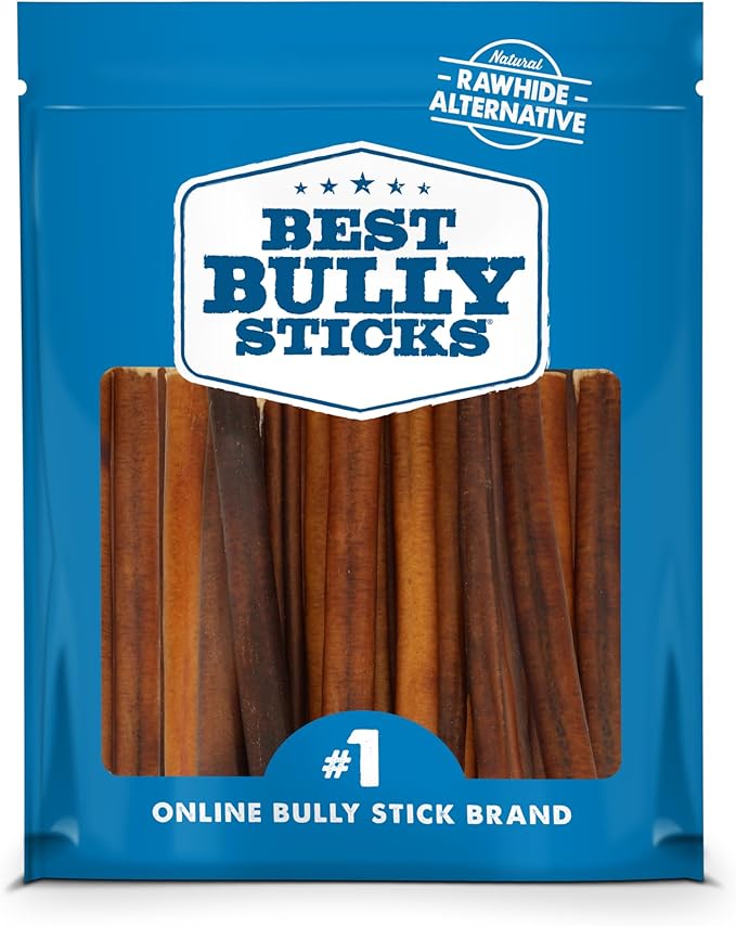Best Bully Sticks 6 Inch Bully Sticks for Dogs - 50 Count (Pack of 1) - Natural, Easily Digestible, 100% Grass-Fed Beef, Grain and Rawhide Free