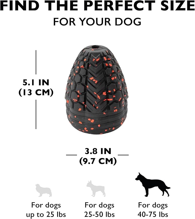 Chew King Supreme Durable Rubber Dog Toy for Aggressive Chewers, Treat-Dispensing Heavy-Duty Chew Toy with Safety Air Vent, Interactive Dog Toy for Training & Enrichment, XL 5.1" x 3.8"