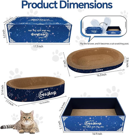 Goosheep 4PSC Cat Scratcher Cardboard 4-in1 Cat Bed Scratching Post for Indoor Cats Oval Corrugated Cardboard Bed Cats Scratching Board
