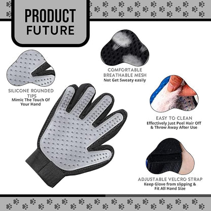 Pet Grooming Gloves – 1 Pair – Deshedding & Bath Massage Mitts for Dogs & Cats – Choose from 5 Colors – Adjustable, Reusable & Easy to Clean (Gray)