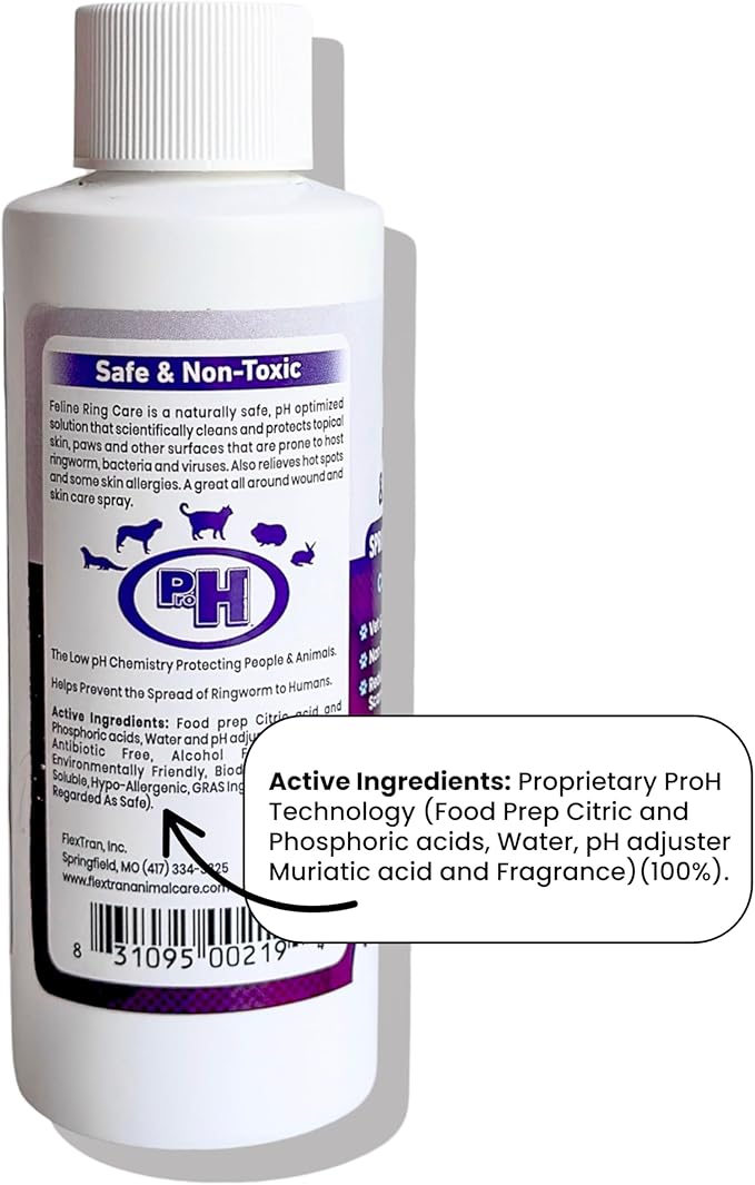 Feline Ring Care | Control & Help with Cat Ringworm, Mange, Dermatitis, Itchy Skin, Dog Paw Yeast. Also works on Dogs, Hamsters, Guinea Pigs, Rabbits, etc. Spray for Cats and Itch Relief (Makes 32 oz)