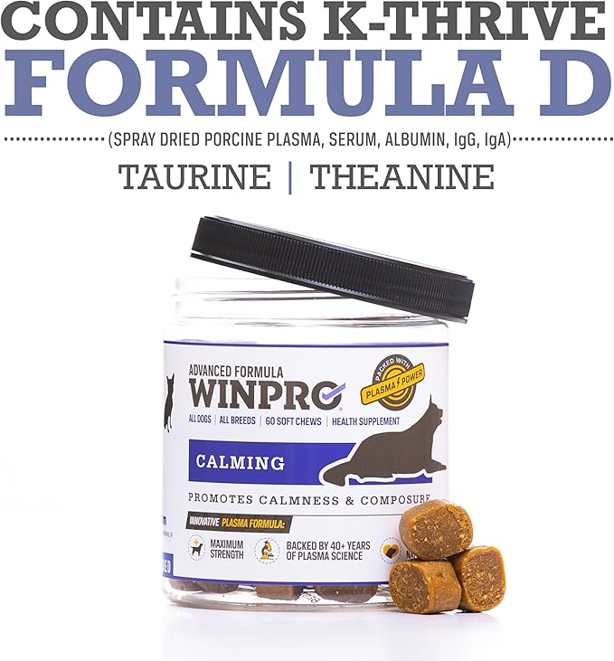 WINPRO Calming Chews for Dogs – Plasma-Powered Soft Chews to Promote Relaxation and Calming Effect – Made with Natural Ingredients, Grain-Free - Suitable for All Breeds & Sizes – 60 Count
