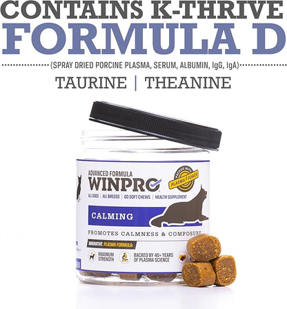 WINPRO Calming Chews for Dogs – Plasma-Powered Soft Chews to Promote Relaxation and Calming Effect – Made with Natural Ingredients, Grain-Free - Suitable for All Breeds & Sizes – 60 Count