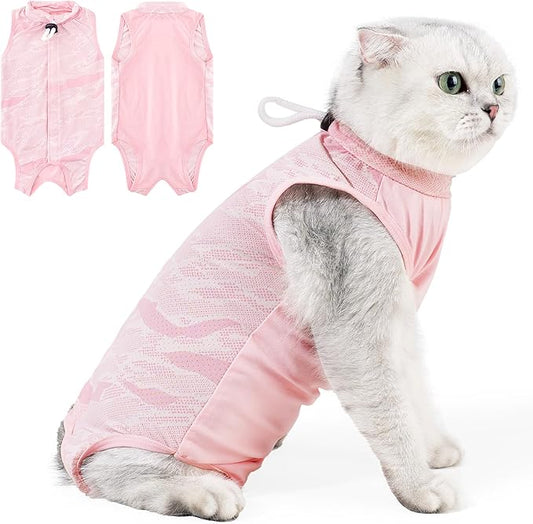 Coppthinktu Cat Recovery Suit Cat Onesie for Cats After Surgery, Breathable Cats Surgery Recovery Suit Female for Abdominal Wounds, Kitten Surgical Suit E-Collar Alternative After Spay Anti Licking