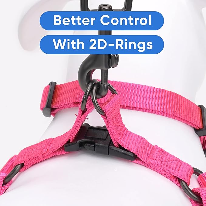 Pawtitas Solid Step-in Dog Harness – Adjustable No-Pull Vest for Puppies to Seniors, Safe & Comfortable L Pink