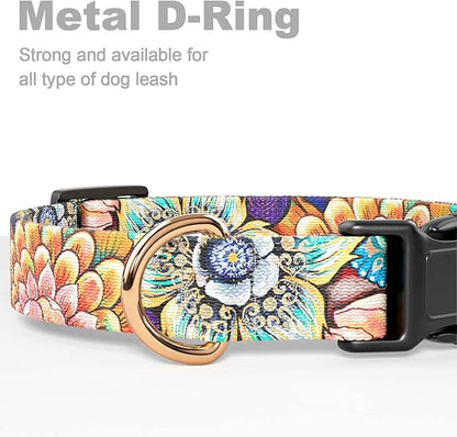Rnivvi Dog Collar for Small Dogs, Cute Heavy Duty Adjustable Puppy Collar with Quick Release Buckle for Boy Girl & Female, Pet Accessories for Walking Running, XS Length 5/8" Width, Colorful Mandala