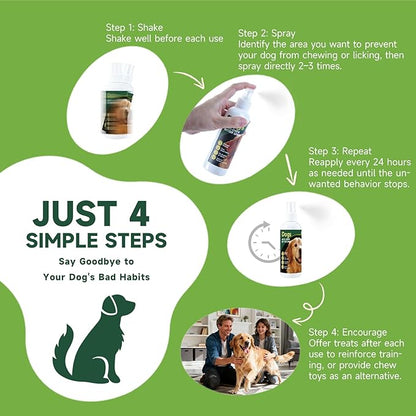 Dog No Chew Spray, Bitter Dog Deterrent Spray for Furniture & Carpet, Pet Corrector & Training Spray for Dogs & Puppies, Safe & Natural, Prevent Peeing, Biting, Chewing & Licking Injuries, 200ml