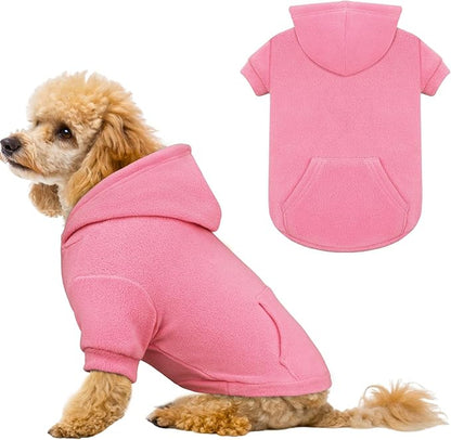 Dog Sweaters for Small Dogs,Dog Hoodies,Warm Fleece Sweatshirt with Hood & Pocket,Leash Hole,Cozy Cold Weather Puppy Clothes Pet Sweater for Small Dogs(Pink,S)