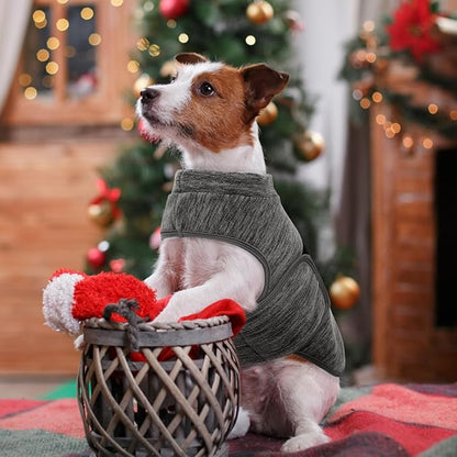 Queenmore Small Dog Sweaters, Soft Fleece Vest Pullover Dog Jacket with Leash Hole, Warm Winter Dogs Clothes Cold Weather Doggy Dachshund Sweater for Small Doggy Cats Boy or Girl (Cationic Gray, S)