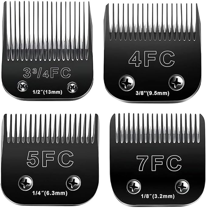 Audoc 4PCS Dog Grooming Replacement Blades Compatible with Andis/Oster A5/Wahl KM-10 Series Dog Clippers,Detachable Clipper Replacement Blade,Black (4PCS Black-#3FC+4FC+5FC+7FC)