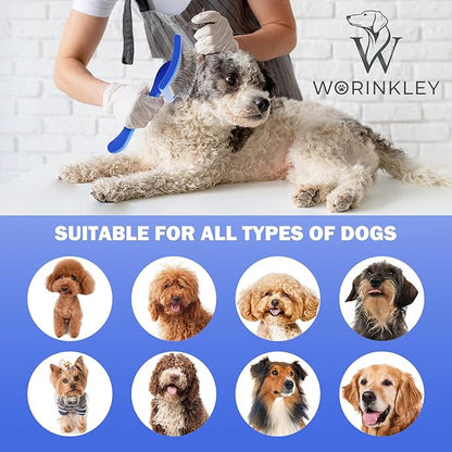 Slicker Brush for Dogs, Professional Pet Doodle Grooming brushes for Goldendoodles, Labradoodles, Poodles - Long Pin Detangler for Dematting dog slicker brush - Large