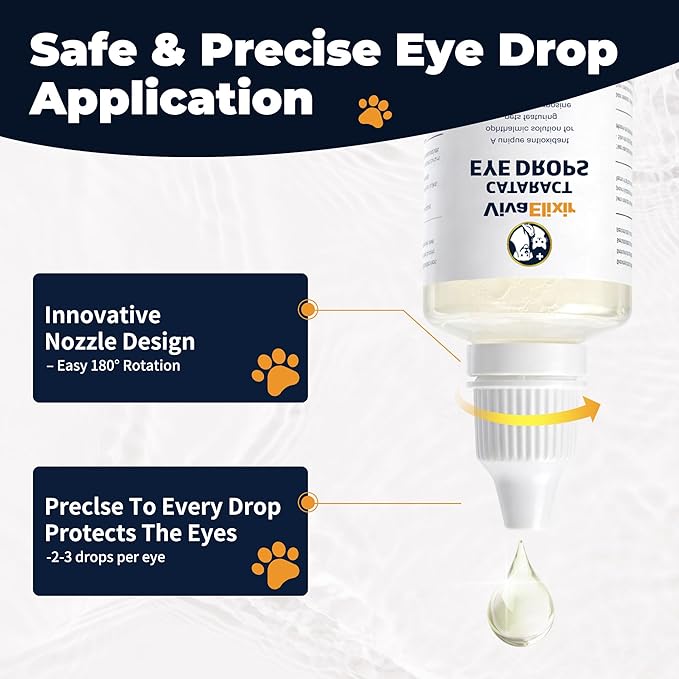 Dog Eye Drops, Cataract Eye Drops for Dogs, Daily Eye Care for Moisture, Comfort & Cleanliness, Tear Stain Support, Lubricating Ophthalmic Solution & Sodium Hyaluronate, Gentle Formul -50ML