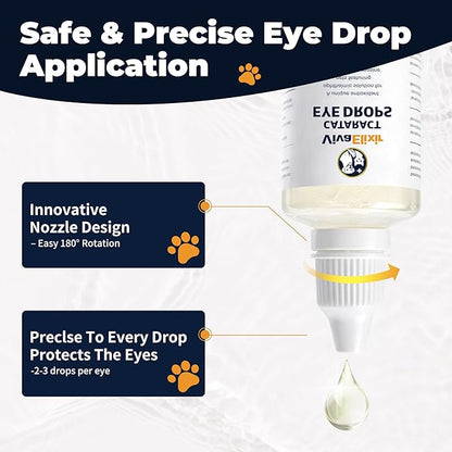 Dog Eye Drops, Cataract Eye Drops for Dogs, Daily Eye Care for Moisture, Comfort & Cleanliness, Tear Stain Support, Lubricating Ophthalmic Solution & Sodium Hyaluronate, Gentle Formul -50ML