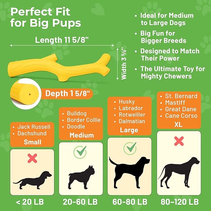 Durable Dog Toy for Power Chewers - 100% Natural Rubber Squeaky Toy for Large & Medium Breeds - Yellow Chicken Flavored Dental Chew for Fetch & Tug of War - Non-Toxic & Safety Tested