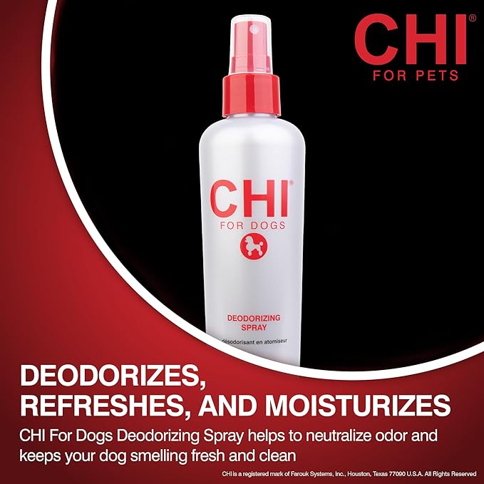 CHI for Dogs Deodorizing Spray - Odor Eliminator for Smelly Coats - Safe Deodorant Spray for Puppies and Adult Dogs - Sulfate and Paraben Free - Made in USA, 8 Fl Oz