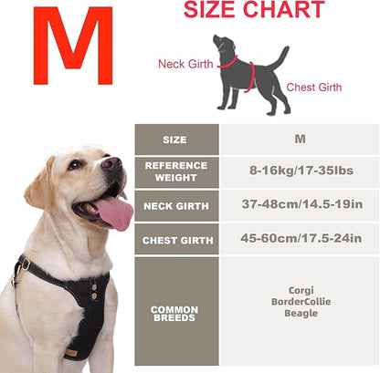 Dog Harness, No Pull Dogs Harness and Multi-Function Leash Set for Medium Dogs Easy Walk Everyday Adjustable Soft Dog Vest Harness Fashionable Dog Accessories Black-Button-M(16lb-35lb)