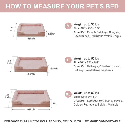 WNPETHOME Dog Beds for Large Sized Dogs, Washable Orthopedic Dog Couch Sofa Bed with Waterproof Lining & Non-Skid Bottom for Pet Sleeping