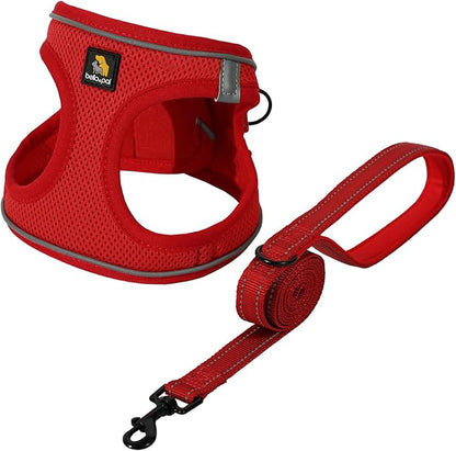 BELLA & PAL Step in Vest Harness for Small and Medium Dogs, No Pull Small Dog Harness with Leash Set, Comfortable Air Mesh Dog Vest Harness with Reflective Strip (Red, S)