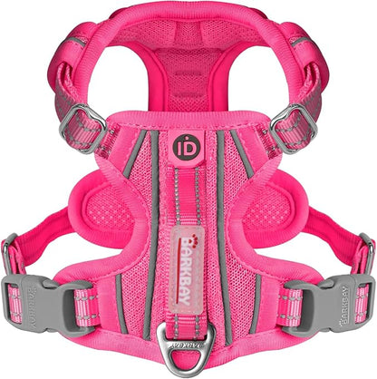 BARKBAY Dog Harness No Pull with ID Tag Pocket - Heavy Duty, Reflective, Easy Control for Large Dogs(Pink,XS)