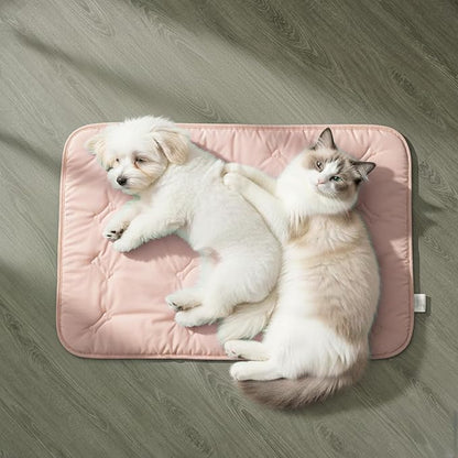 DORMORA Cooling Pet Mat – 31x28.5 Dog or Cat Cool & Comfy, Soft Breathable Self-Cooling Pad, Pet-Safe, Durable, Perfect for Hot Weather, Naps, Crates, Cars, Couch, Washable, Take Anywhere, Pink