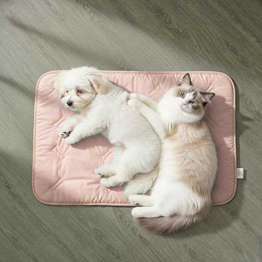 DORMORA Cooling Pet Mat – 31x28.5 Dog or Cat Cool & Comfy, Soft Breathable Self-Cooling Pad, Pet-Safe, Durable, Perfect for Hot Weather, Naps, Crates, Cars, Couch, Washable, Take Anywhere, Pink