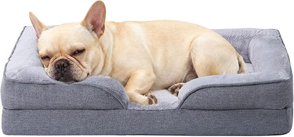 Makigued Orthopedic Dog Bed for Medium Dogs Egg Crate Foam Pet Sofa with Waterproof Liner, Removable Washable Cover, Nonslip Bottom, Cozy Couch for Small & Medium Dogs and Cats, 24x18x6.5, Grey