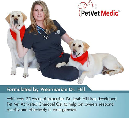 Pet Vet Flavored Activated Charcoal Gel for Dogs & Cats (60ml Bottle), Dog First Aid Activated Charcoal, Absorbs Toxins, Supports Poisoning, Diarrhea & Gas Relief, Emergency Pet Dog Supplies (Beef)