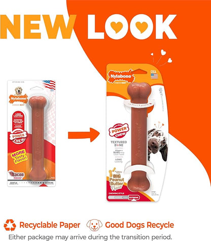 Nylabone Power Chew Classic Bone Chew Toy for Dogs, Durable Dog Toys for Aggressive Chewers, Bacon Flavor, Large/Giant - Up to 50 lbs. (1 Count)