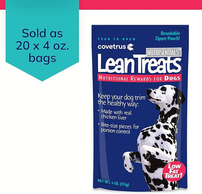 Covetrus Nutrisential Lean Treats for Dogs - Small, Medium & Large Dogs (K9) - Nutritional Low Fat, Bite-Size - Soft Chicken Flavor - 20 Pack - 4oz