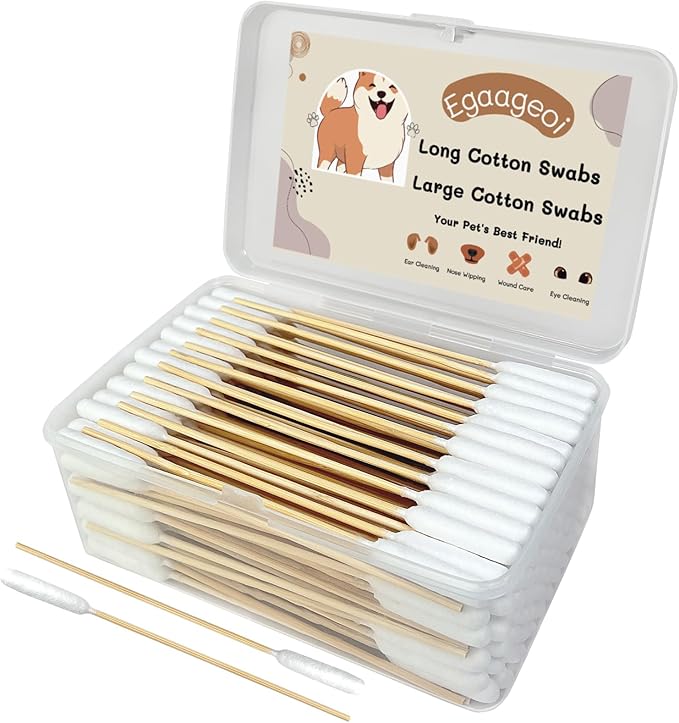 6-Inch Long Cotton Swabs for Pets - 200 Pcs Bamboo Cotton Swabs for Dog Ear Cleaning, Grooming, Wound Care, Craft Projects, and First Aid - Perfect for Pet Owners, Groomers, Vets, and General Users