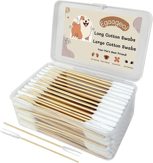 6-Inch Long Cotton Swabs for Pets - 200 Pcs Bamboo Cotton Swabs for Dog Ear Cleaning, Grooming, Wound Care, Craft Projects, and First Aid - Perfect for Pet Owners, Groomers, Vets, and General Users