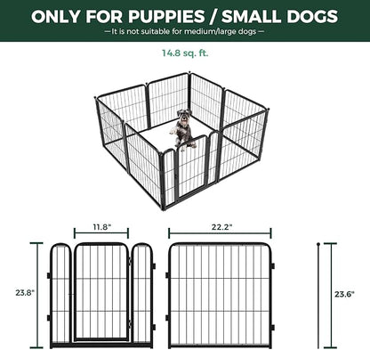 FXW Homeplus Unleashed Indoor Dog Playpen - Stress-Free and Safe Play, Heavy Duty 24 Inch 8 Panels with Fence-to-Wall Anchor (Pack of 4) for Puppy and Small Dogs, Black│Patented
