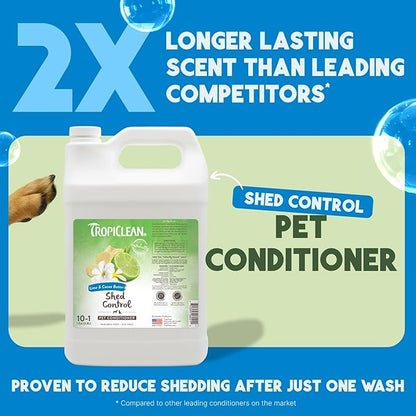 TropiClean Deshedding Cat & Dog Conditioner, Puppy & Kitten Safe, Reduces & Softens Coat, Lime & Coconut Scent, Made in the USA, 1 gallon