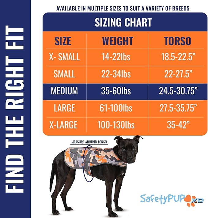 SafetyPUP XD Dog Reflective Vest – Hi-Vis Fluorescent Visibility That Helps to Safeguard Your Pet On/Off Leash in Urban & Rural Areas (Camo, Medium)