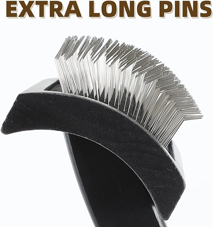 Wooden Dog Slicker Brush Cat Grooming Brush with Extra Long Pin for Long Haired Dogs Poodles Goldendoodles and Labradoodles Black