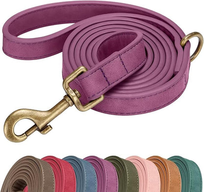 Didog Stylish PU Leather Dog Leashes for Medium Dogs, Easy to Clean 5ft Dog Leashes for Large Dogs, Fashionable and Elegant for Walking, Running and Training,Purple, M